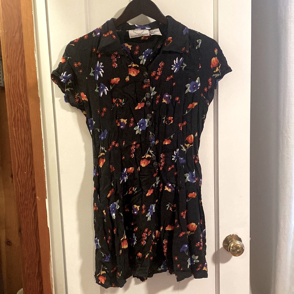 Black Floral Vintage Onesie